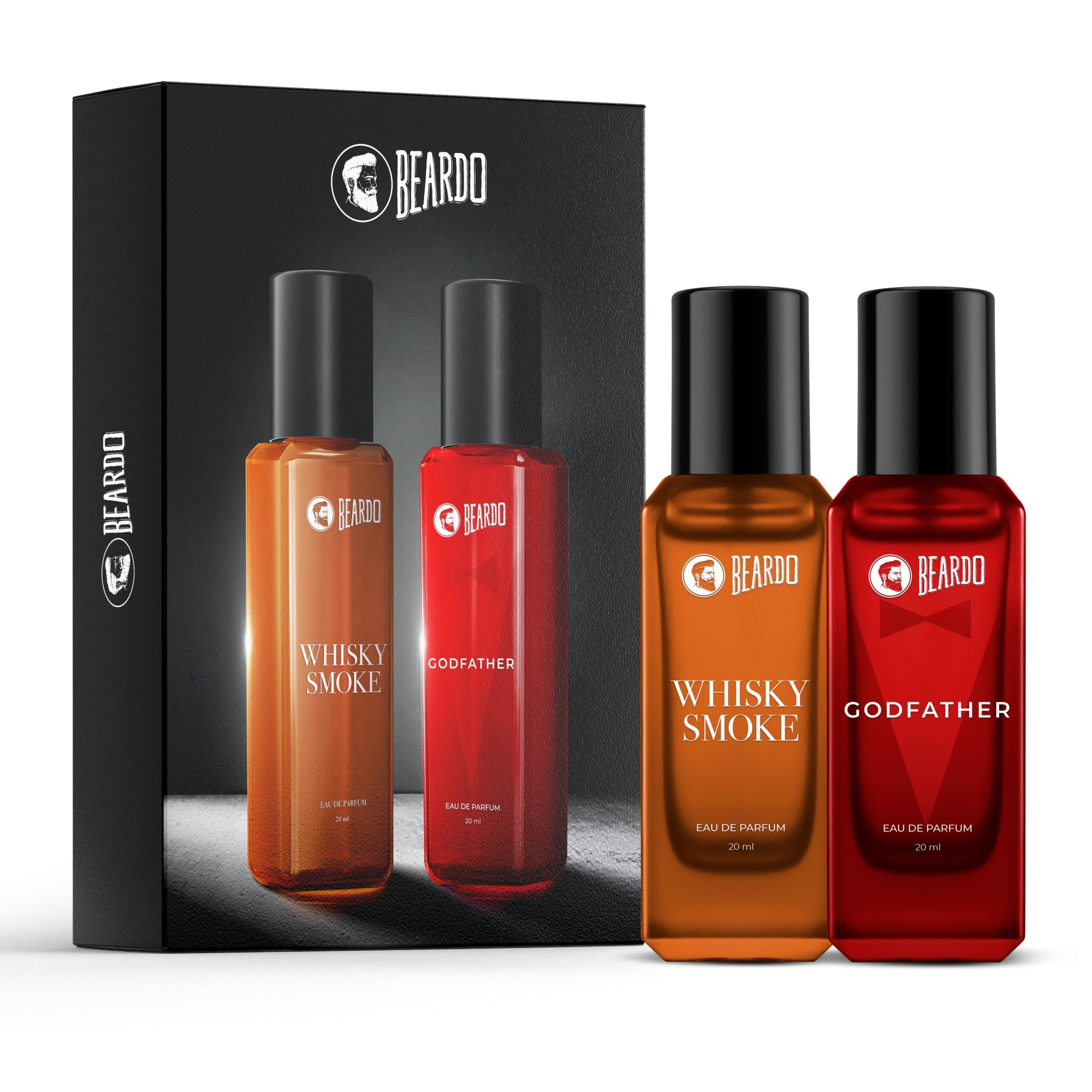 Beardo Whisky Smoke & Godfather Perfume Set (20ml x 2) - Spicy Woody Oudh & Aromatic Fragrance for Men | Long Lasting Cologne | Perfect Valentine's Day Gift for Husband, Boyfriend & Men | Romantic Date Night, Special Occasions & Daily Wear
