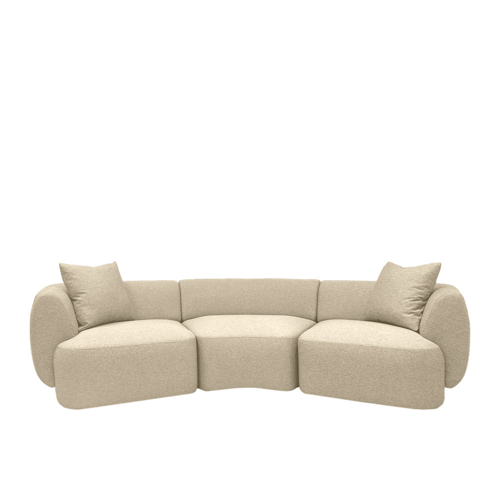 Pebble Curve 4-Seater Sectional Sofa with EcoClean Fabric | Modern L-Shaped Couch for Living Room, Family Room & Lounge Areas