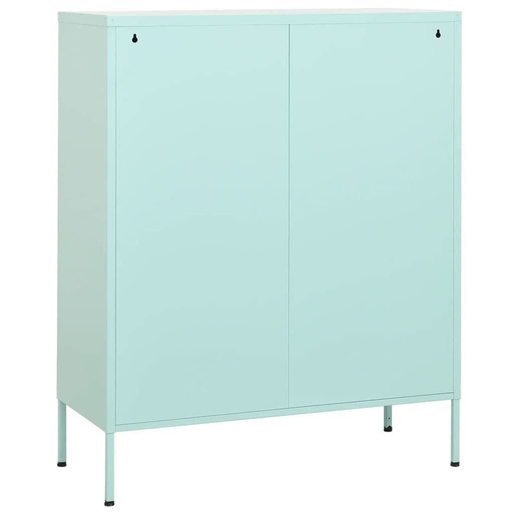 4-Door Steel Storage Cabinet with 2 Adjustable Shelves - Heavy Duty Metal Organizer for Home, Office & Garage - Perfect for Storing Tools, Household Supplies & More (Mint Green, Assembly Required)