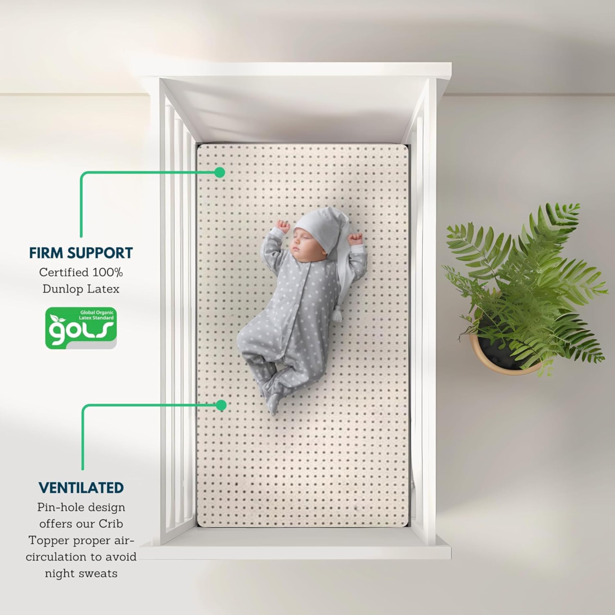 Organic Latex Baby Crib Mattress Topper 3