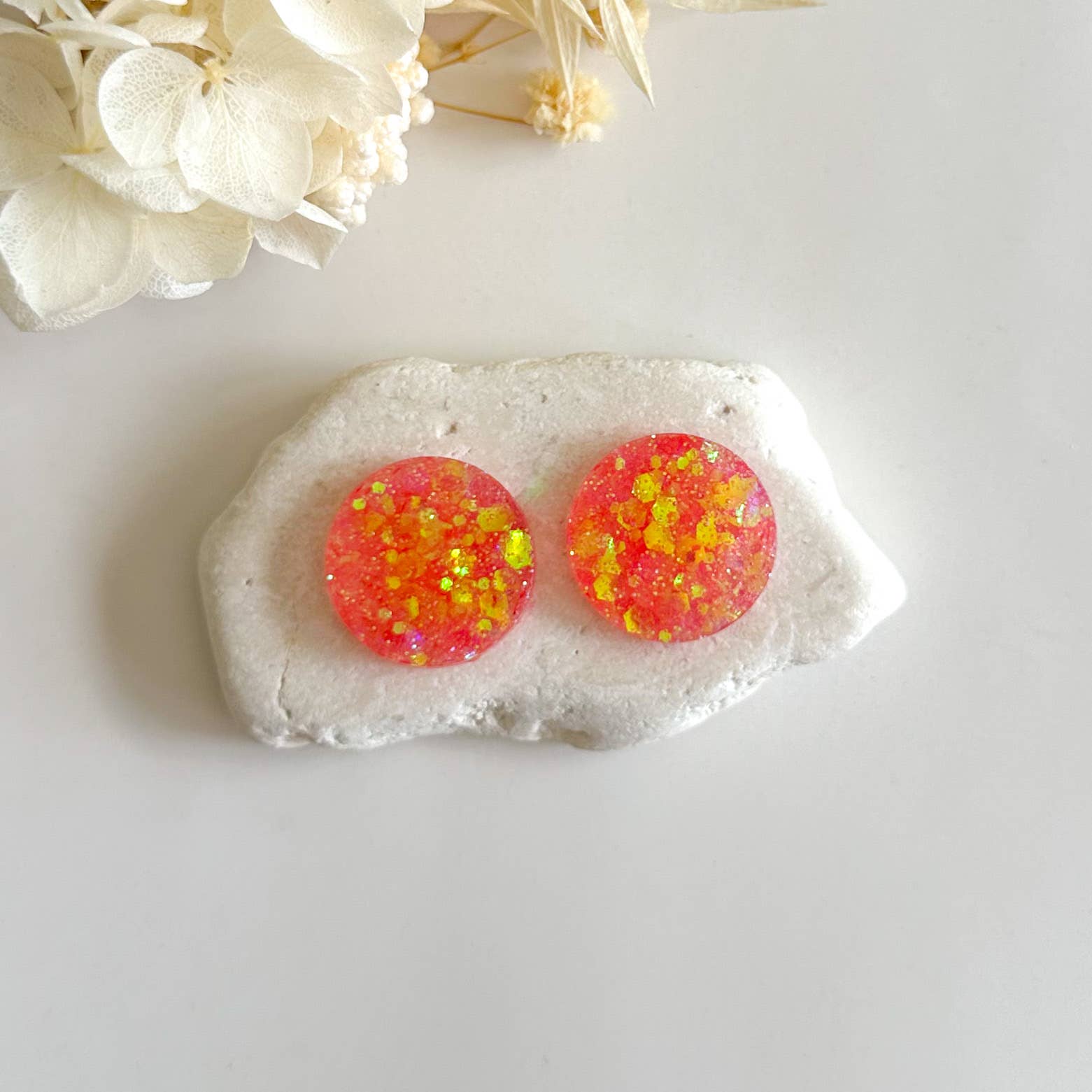 Sparkling Resin Stud Earrings with Glitter - Small & Bright for Women | Perfect for Parties, Weddings, and Everyday Wear