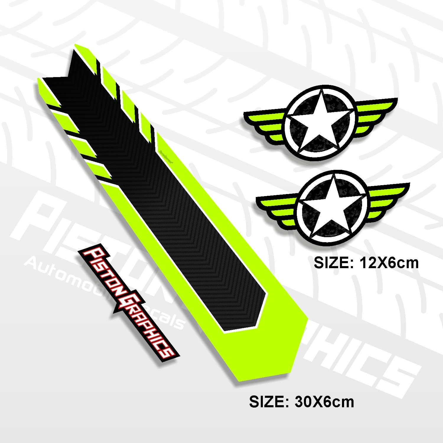 Neon Green Piston Graphics Bike Mudguard Stickers - Waterproof Adhesive Vinyl Fender Decals for Mountain & Road Bikes - Perfect for Cycling Enthusiasts & Custom Bike Decor