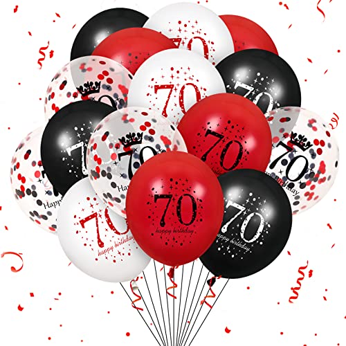 Red Black 70th Birthday Balloons