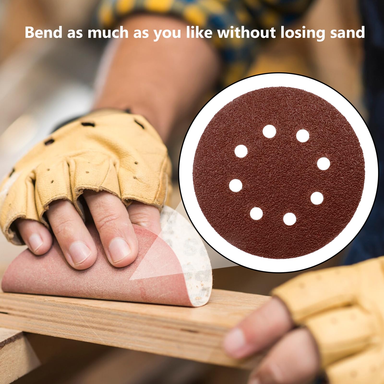 50-Pack 5-Inch 40 Grit Sanding Discs - 122mm 8-Hole Hook & Loop Sandpaper for Angle Grinder & Random Orbit Sanders - Durable Abrasive Polishing Pads for Wood, Metal & Auto Body Work