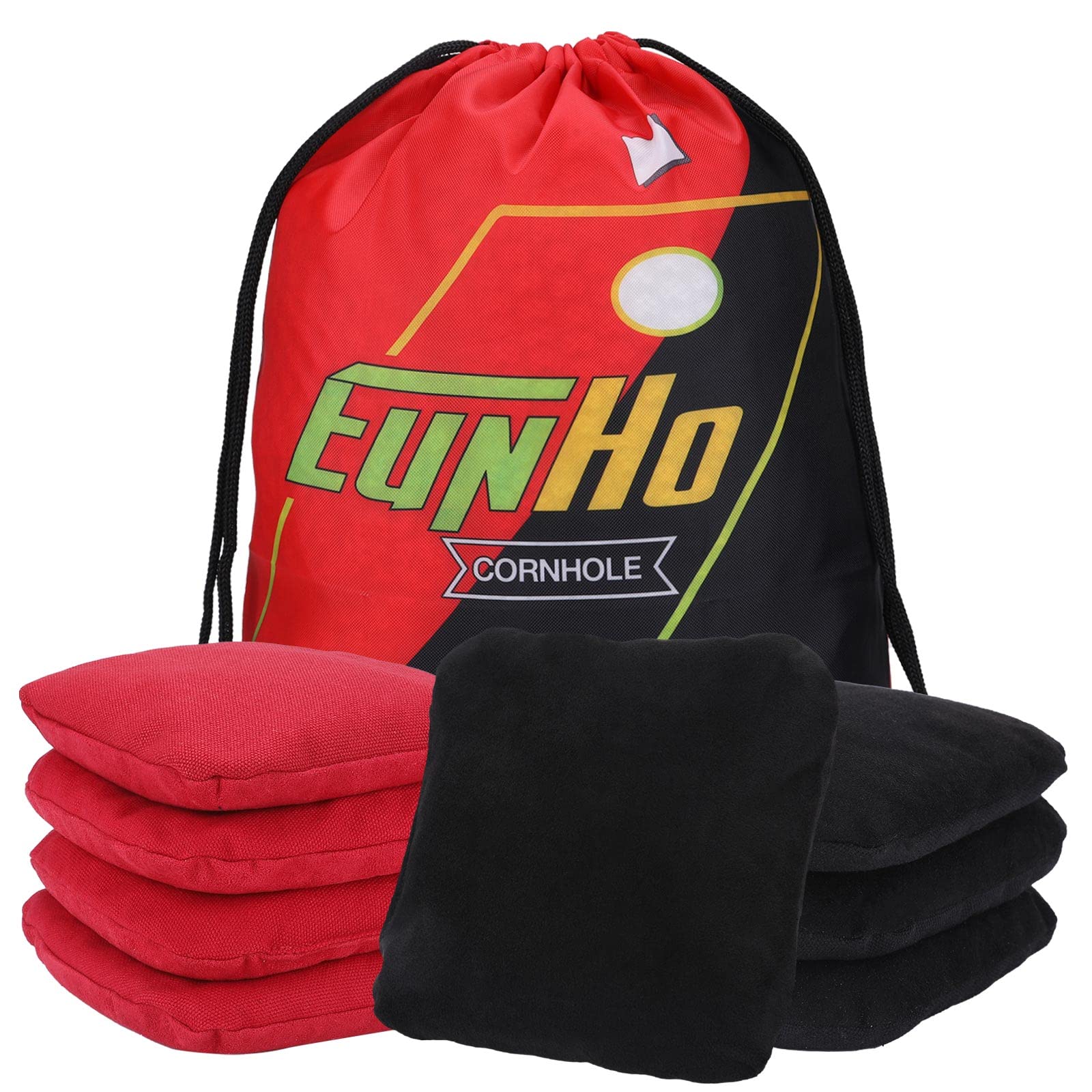 EunHo Professional Regulation Cornhole Bags Set of 8 - Dual Sided Slick & Stick Bean Bags for Outdoor Tossing Games - All Weather Durable for Backyard, Tailgating, and Beach Parties