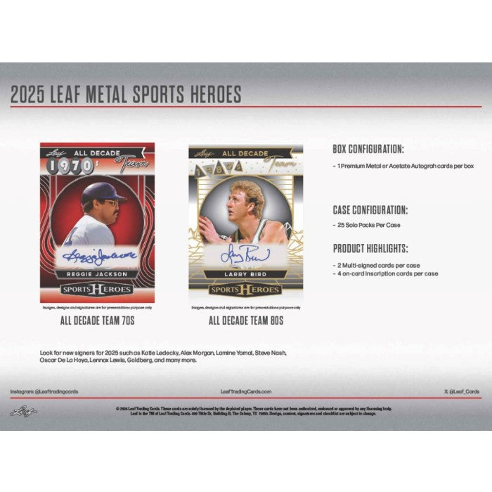 2025 Leaf Sports Heroes Solo Edition Trading Cards Pack - Collectible Sports Cards for Baseball, Football & Basketball Fans - Perfect for Collectors, Gifts & Fantasy Sports Enthusiasts