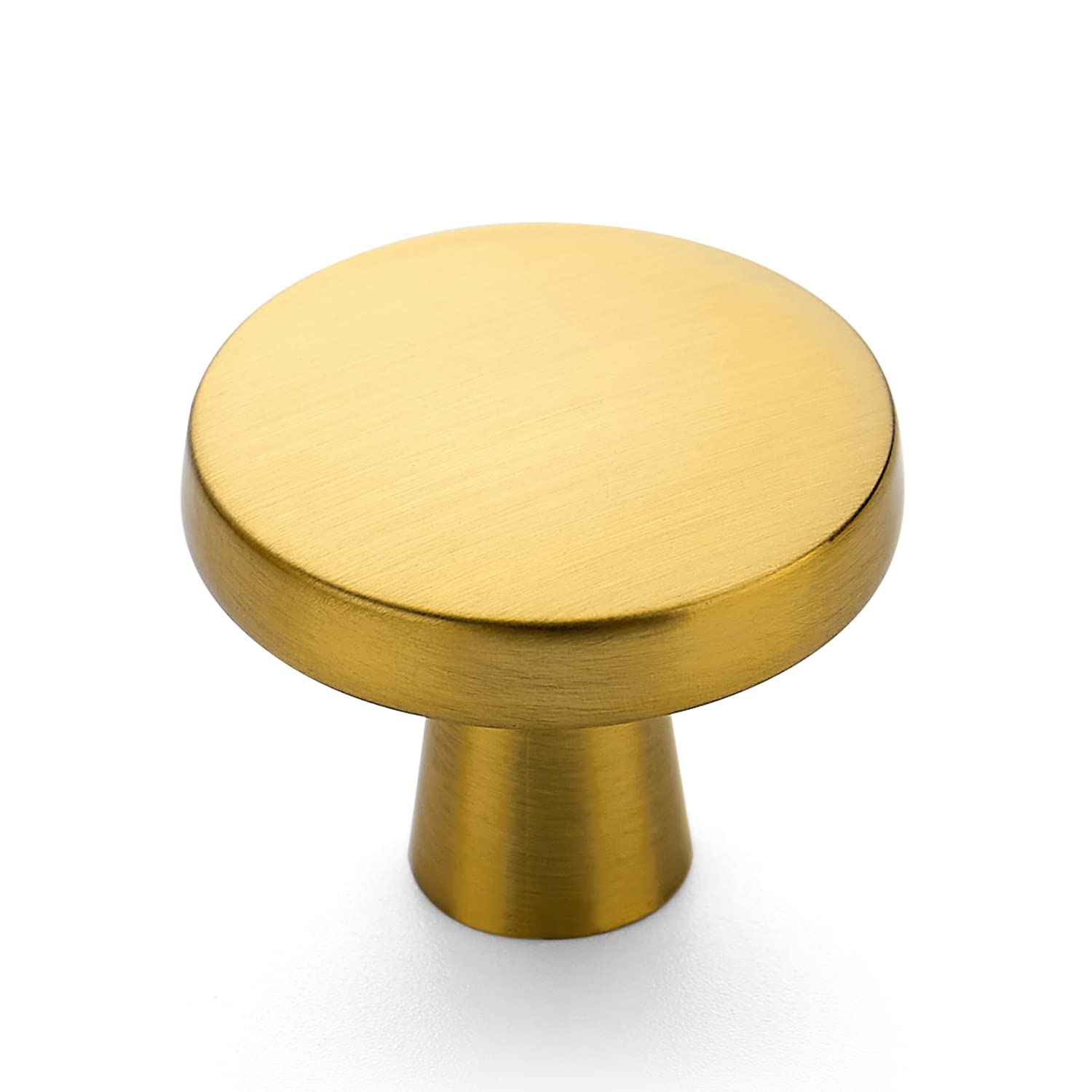 Ravinte 10 Pack 1-1/4 Inch Solid Brushed Brass Cabinet Knobs - Round Dresser Drawer Pulls for Kitchen Cabinets, Cupboards & Furniture - Elegant Gold Hardware for Home & Office Organization
