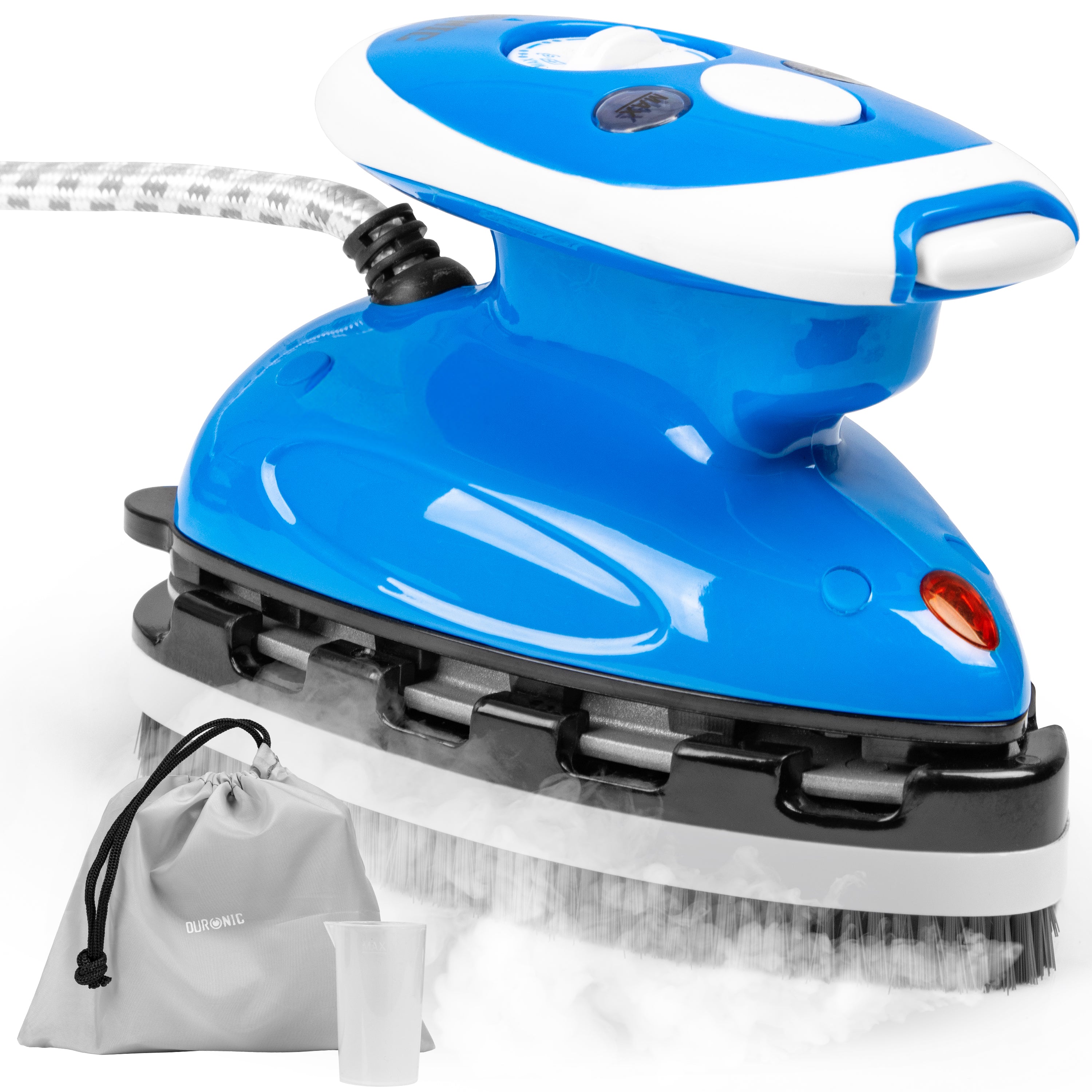 Duronic Si2 BE Mini Travel Iron - 375W Compact Steamer with 50ml Water Tank, Adjustable Heat Settings & Brush - Perfect for Quilting, Patchwork, Applique & Crafts - Ideal for Travel, Holidays & Home Use - Blue