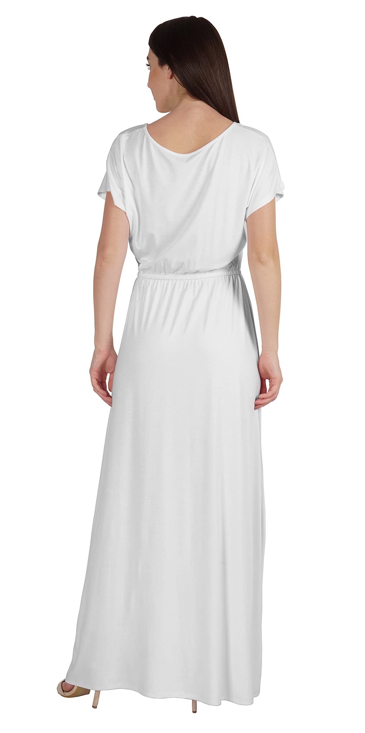 Inkmeso Wrap Style Jersey Maxi Dress - Gathered Waist Summer Casual Long Dress for Women | Beach Cover Up, Vacation Outfit, Boho Chic Style