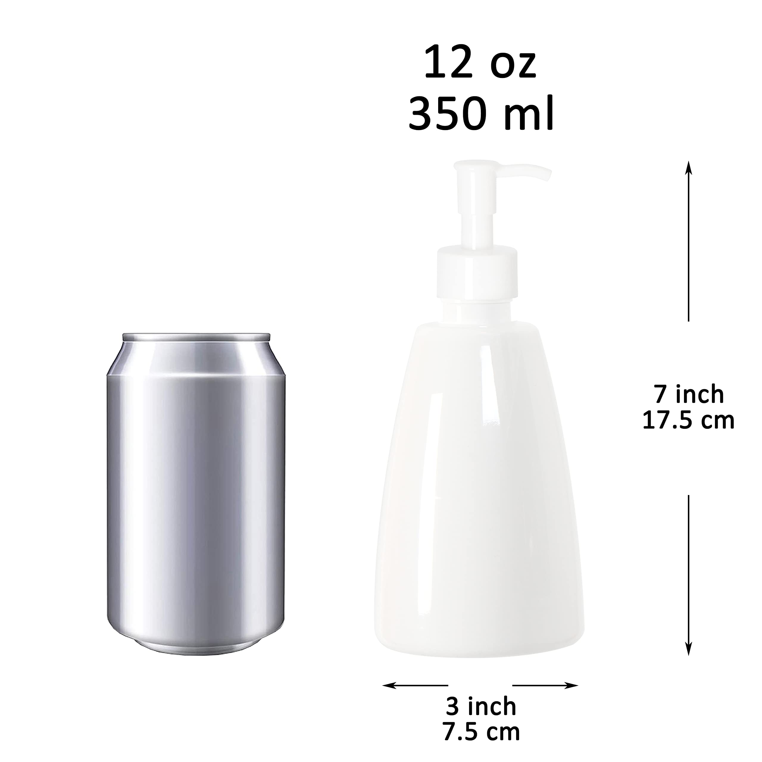 Youngever 6 Pack 12oz White Plastic Pump Bottles - Refillable Travel Lotion Dispensers with Lock for Shampoo, Conditioner & Skincare - Perfect for Home, Gym & Travel Toiletries