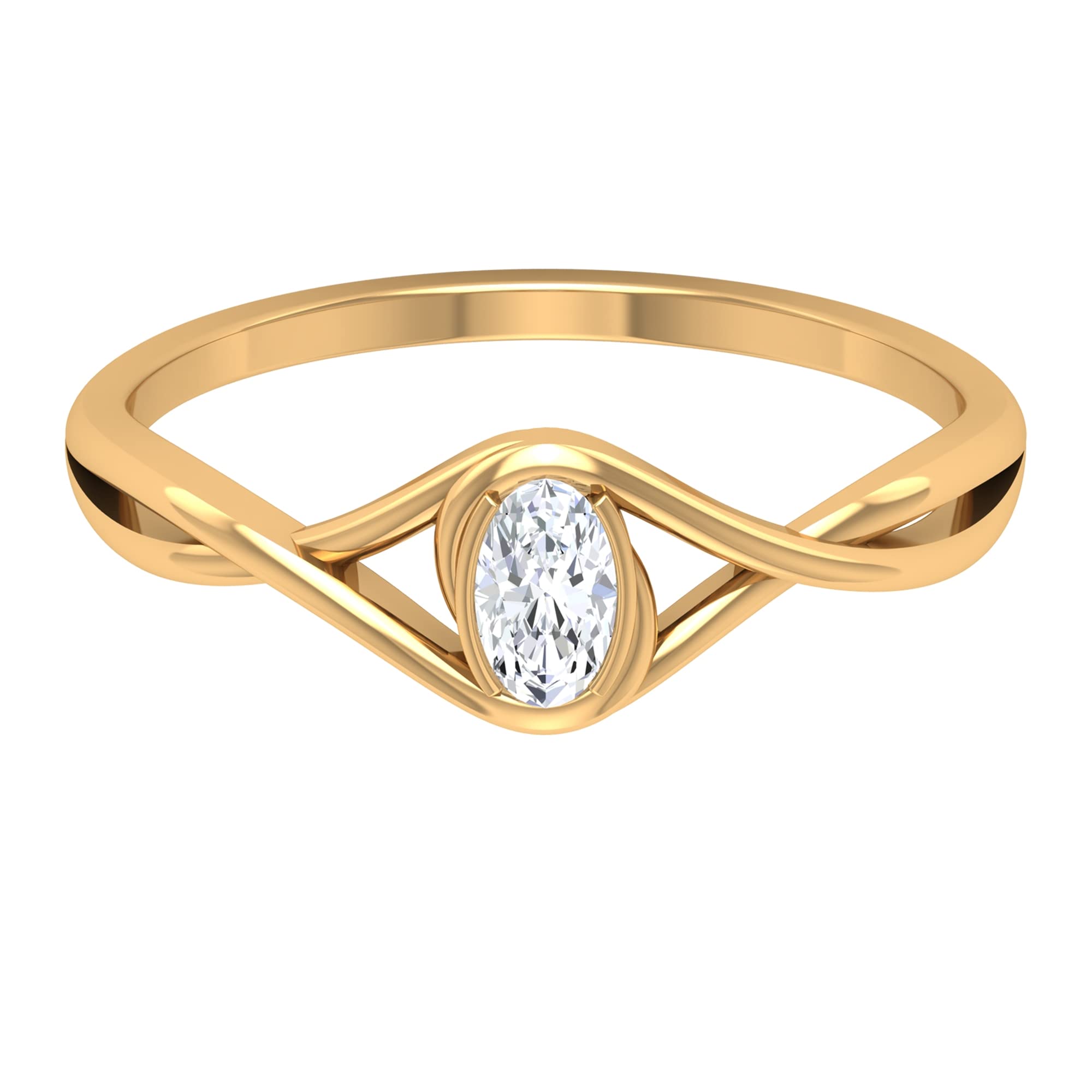 1/4 CT Oval Cut Diamond Solitaire Ring for Women - 14K Solid Gold Genuine Diamond Promise Ring - Perfect for Engagement, Wedding & Anniversary Gifts