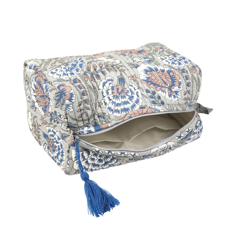 AYUDA HOMES Bloom Travel Pouch - Waterproof Cotton Storage Bag for Women | Portable Makeup & Toiletry Organizer | Multi-Utility Cosmetic Pouch for Travel, Gym, Work & Daily Essentials (Pack of 1)