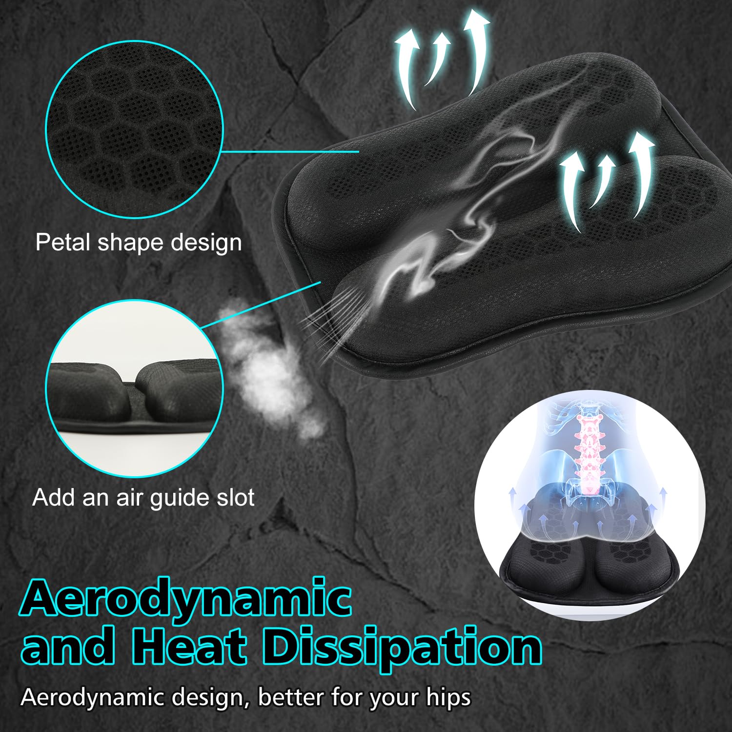 **SUNPIE Universal Motorcycle Gel Seat Cushion - 3D Honeycomb Breathable Pad for Long Rides, Foldable & Comfortable - Ideal for Cruisers, Touring Bikes & Commuting**