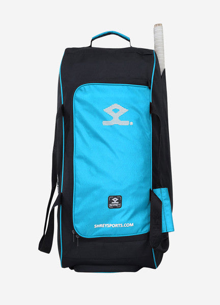 Shrey Ranger Wheelie Bag - Durable Rolling Luggage for Travel, Black & Blue - Perfect for Airports, Business Trips, and Weekend Getaways