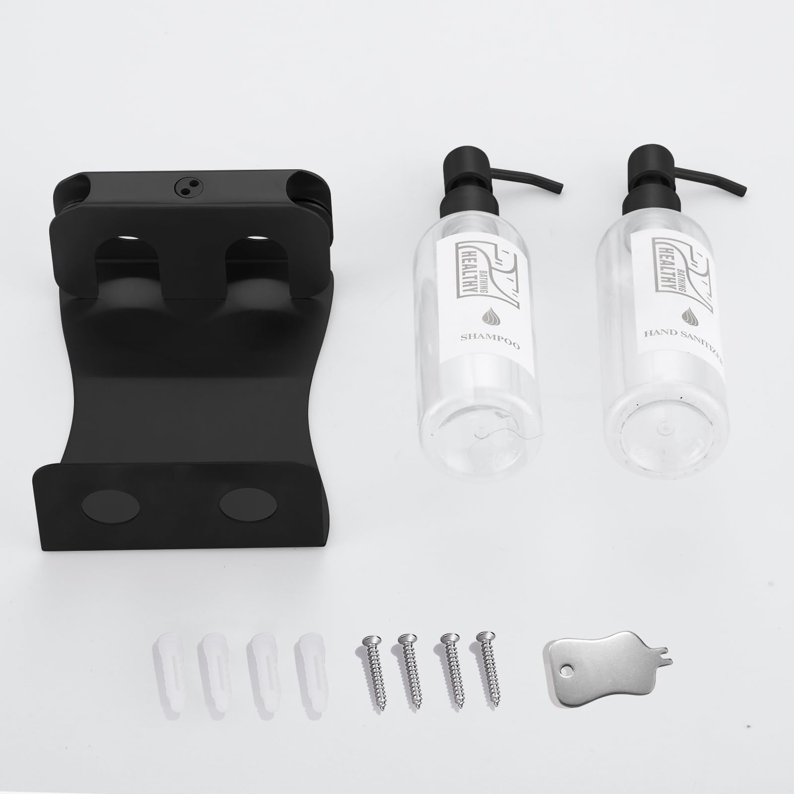 Refillable Wall-Mounted 3-in-1 Shampoo, Conditioner & Shower Gel Dispenser with Pump - Space Saving Bathroom Organizer for Showers, Gyms, and Spas (KCHS-2)