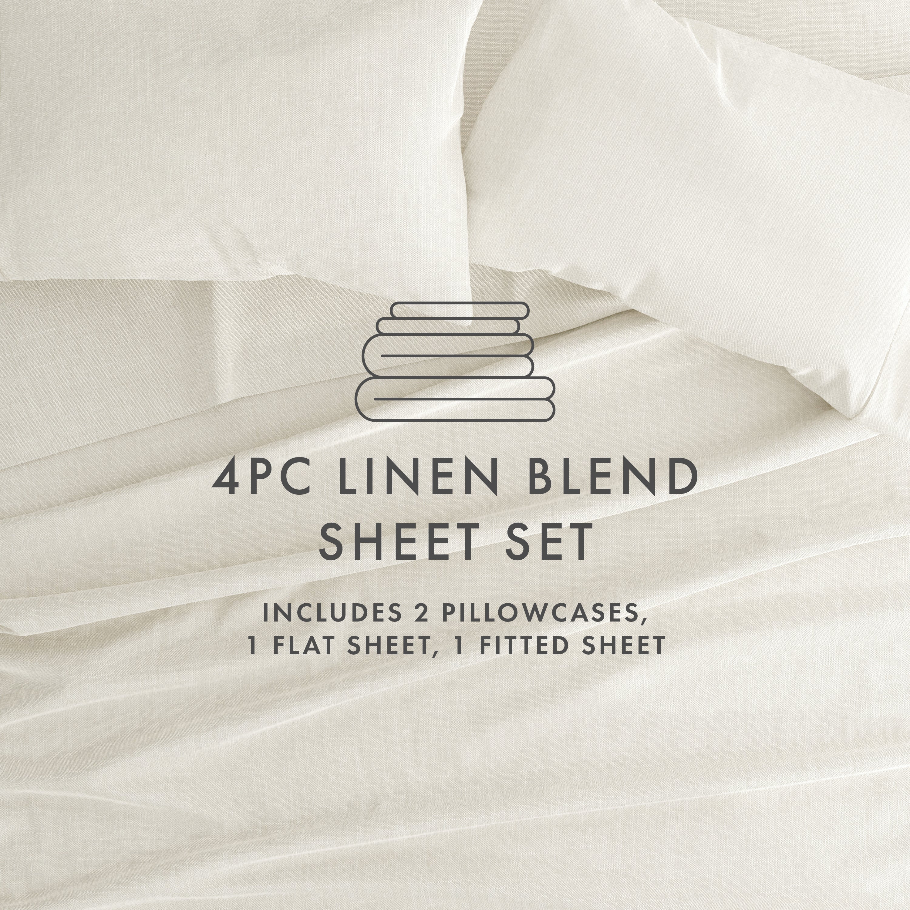 Premium 4-Piece Linen Bamboo Blend Sheet Set - Soft, Breathable & Hypoallergenic Bedding for All Seasons | Perfect for Master Bedroom, Guest Room & Vacation Homes