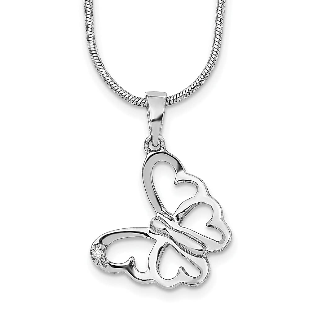 925 Sterling Silver 18 Inch Diamond Butterfly Necklace with 2 Extender Chains - Elegant Pendant Charm Jewelry for Women | Perfect Gift for Her, Birthday, Anniversary & Special Occasions