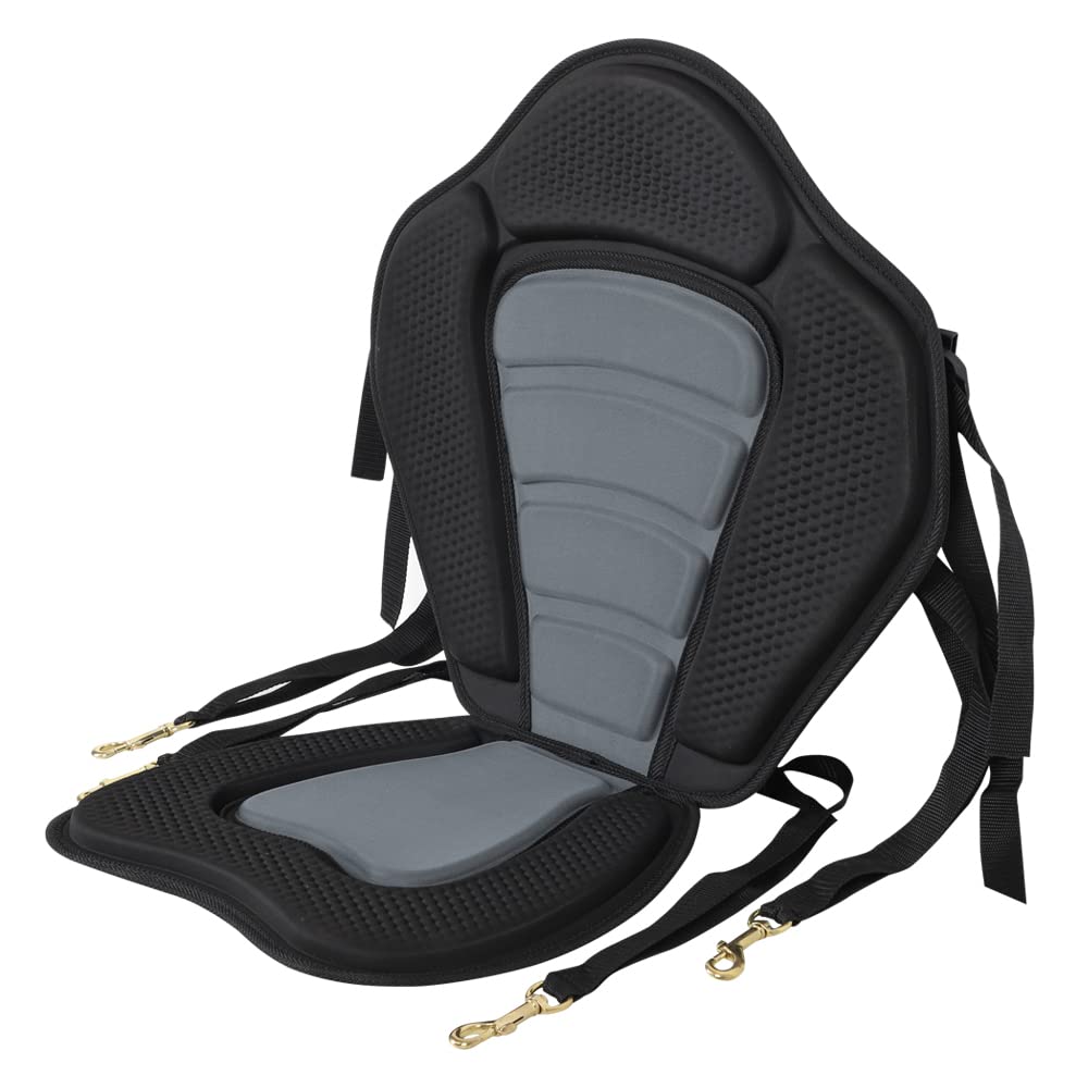 Premium MSC Kayak Seat - Light Gray/Black Fishing Boat Seat for Kayaks & Canoes | Comfortable Padded Kayaking & Fishing Accessory for Outdoor Water Sports