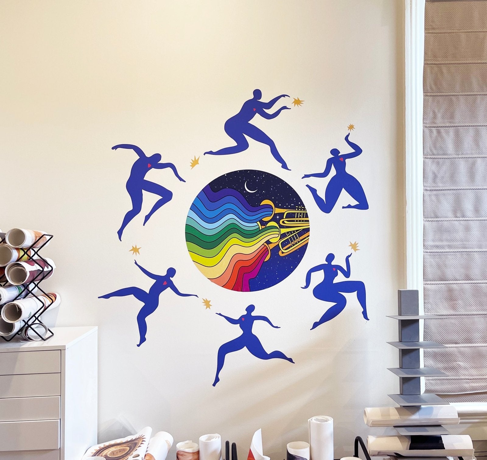 Jazzy Night Wall Decal Stickers - Vibrant Glow in the Dark Vinyl Art for Bedroom, Kids Room & Party Decor - Perfect for DIY Home Decorating and Special Events