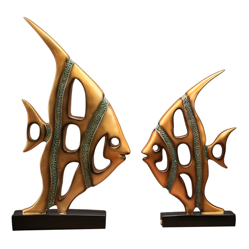 IAOHUO Resin Couple Kissing Fish Statue - Handcrafted Desktop Decor for Home, Living Room, Study & TV Cabinet - Romantic Sculpture Gift for Couples, Wedding & Anniversary (1 Pair) | Perfect for Valentine's Day, Housewarming & Office Desk Decoration