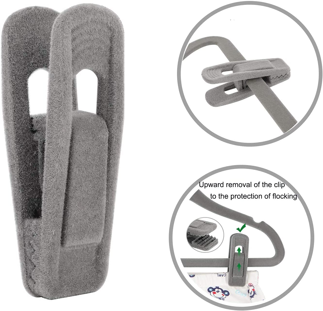 Velvet Hangers with Strong Finger Clips - 20 Pack Grey Velvet Clothes Hangers for Wardrobe Organization | Perfect for Delicate Clothing & Space-Saving Closet Storage
