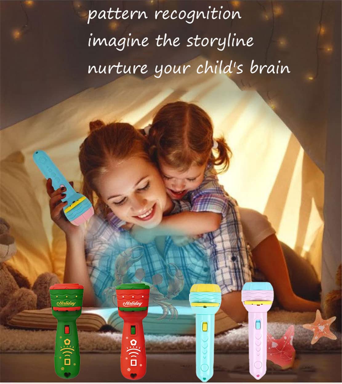 Kids Slide Projector Torch - Educational Bedtime Toy with Christmas Patterns | Early Learning Projection Light for Toddlers & Babies | Perfect for Storytime, Nursery Decor & Holiday Gifts (Pink)
