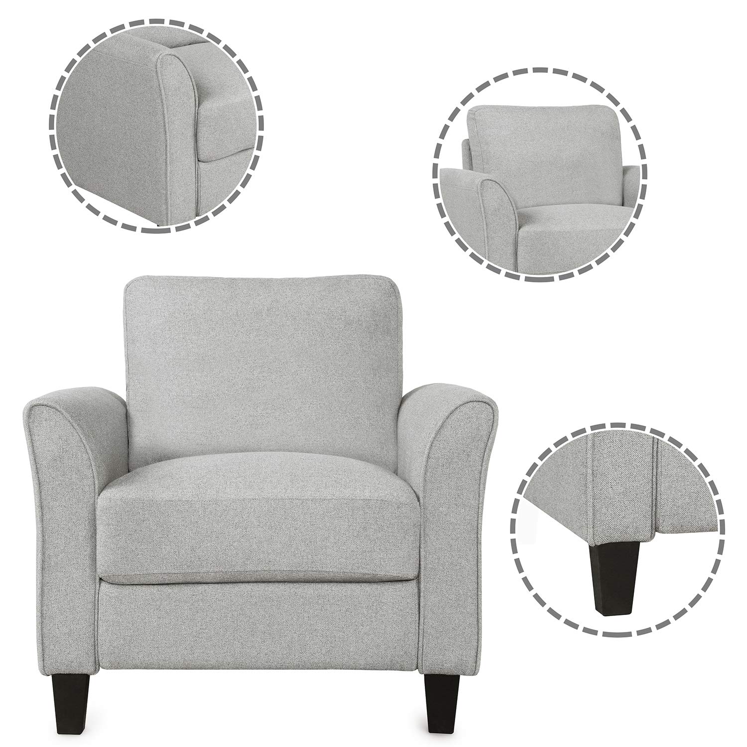Danxee 2-Piece Sectional Sofa Set with Loveseat and Armchair - Modern Living Room Furniture in Light Grey | Perfect for Small Spaces, Apartments & Cozy Family Gatherings