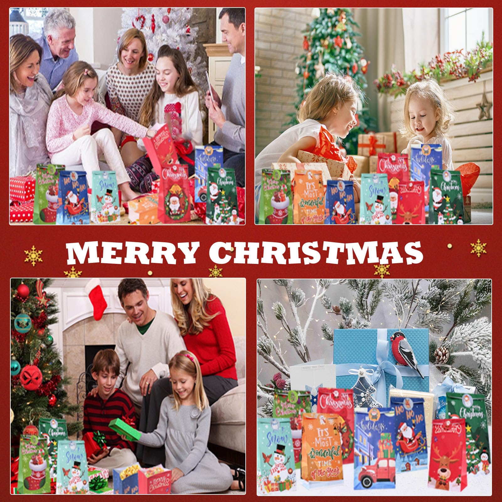 Firstake Premium Christmas Treat Bags - 32pcs Kids Candy Bags for Classroom Parties, Holiday Celebrations & Gift Giving - Reusable Party Favor Bags for Christmas Events, School Activities & Family Gatherings