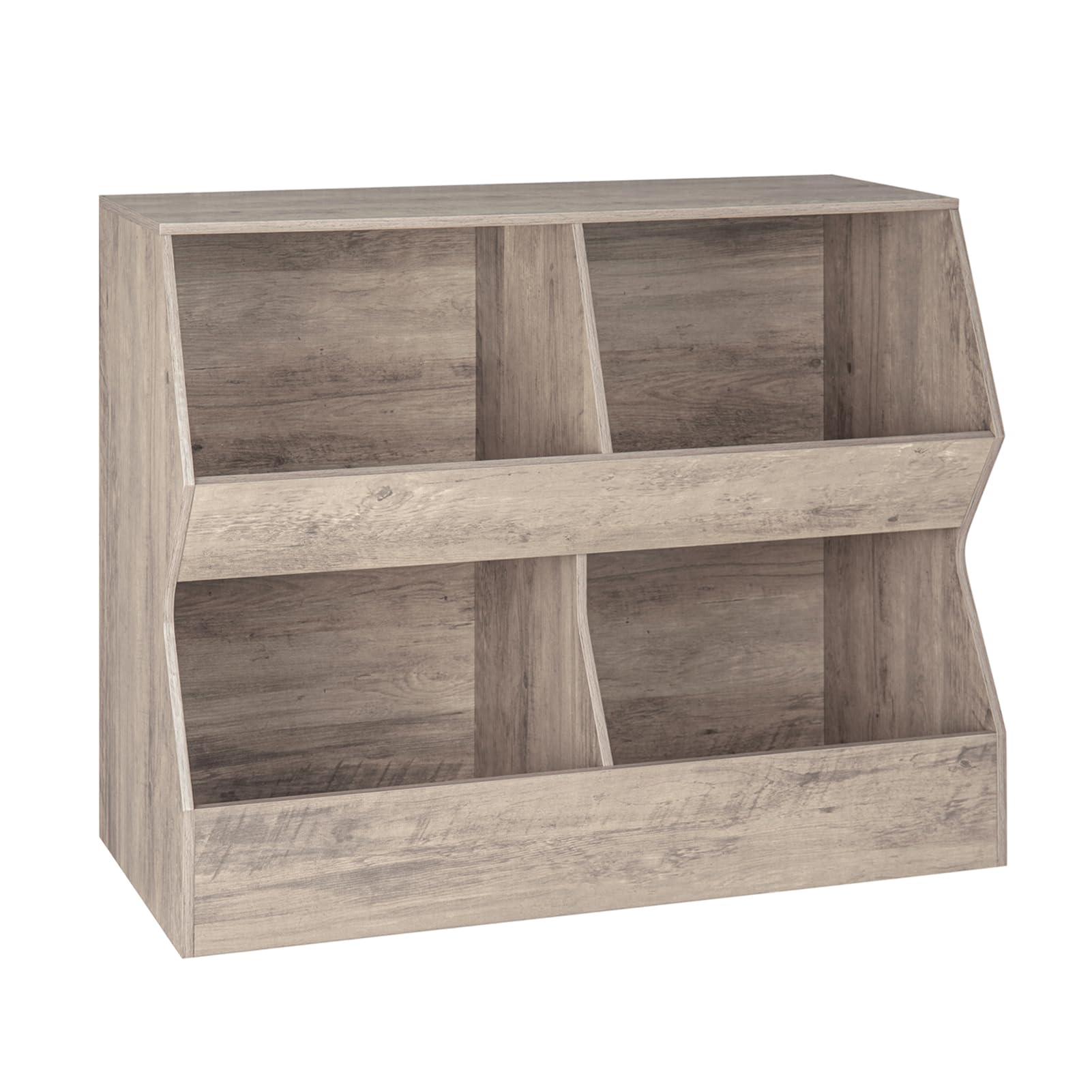 DINZI LVJ Kids Bookshelf & Toy Storage Organizer - 4-Cubby Wooden Bookcase for Children's Bedroom, Nursery, School | 39.4