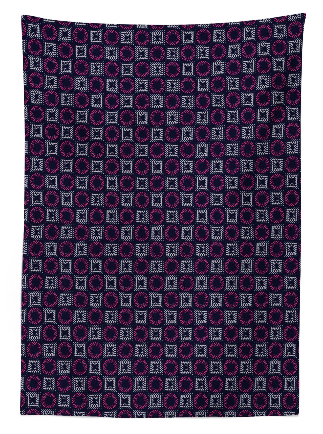 Ambesonne Geometric Outdoor Tablecloth - Squares & Circles Doodle Design, Washable Picnic Table Cover 58x120 Inches - Indigo Pink Pale Grey for Garden Parties, BBQs & Outdoor Dining
