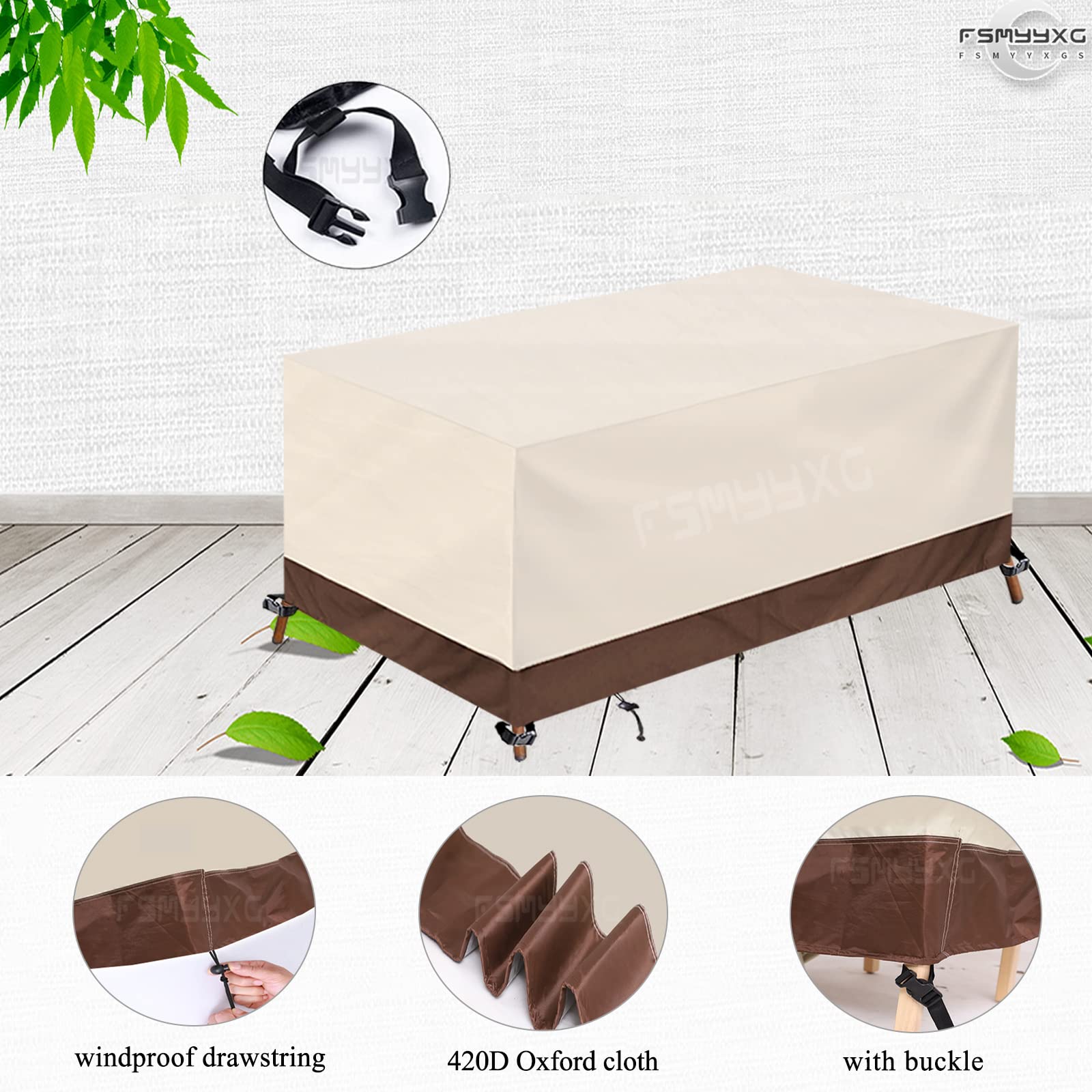 FSMYYXGS Waterproof 420D Oxford Rectangular Garden Furniture Cover - Outdoor Table Protector for Dining Set, Chairs, Sofa | Durable & Weatherproof for Patio, Deck, Backyard Use