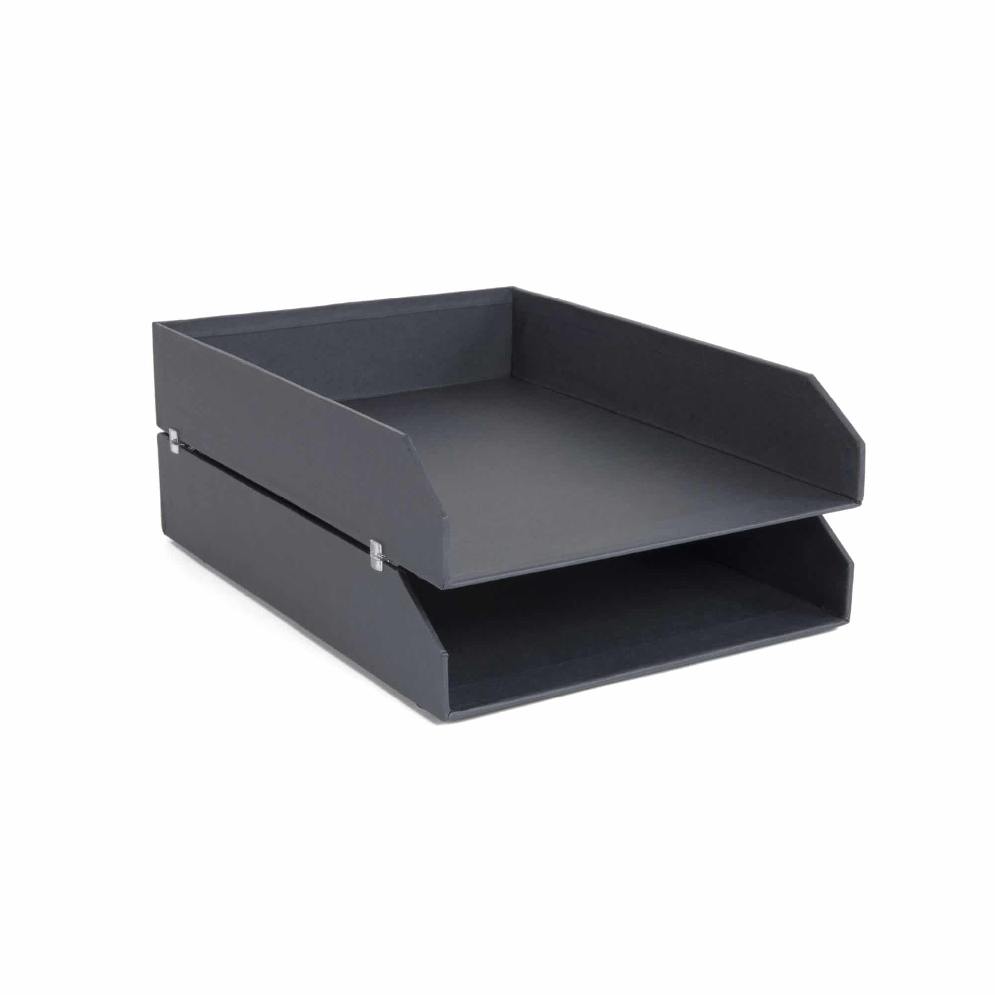 Hakan Letter Tray Set of 2 - Dark Grey Desk Organizer for Office, Home & School - Perfect for Mail, Documents & Stationery Storage