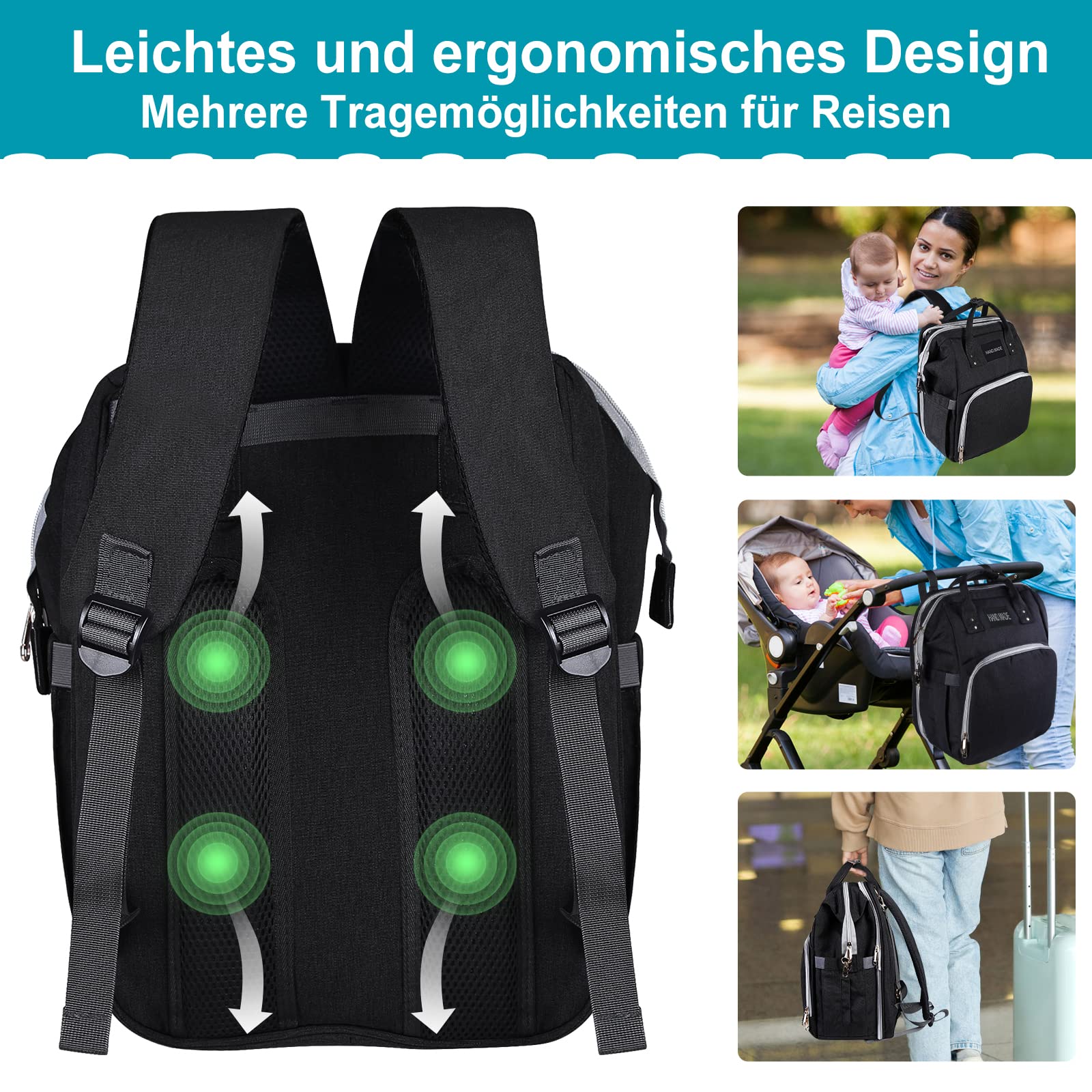 Waterproof Diaper Backpack with Changing Station - Multifunctional Baby Travel Bag for Parents | Perfect for Daycare, Outings & Airplane Travel