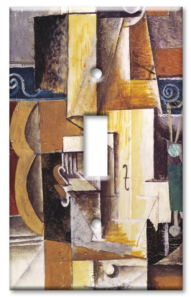 Picasso Violin & Guitar Art Switch Plate - Single Toggle Light Cover - Decorative Wall Plate for Living Room, Bedroom & Office