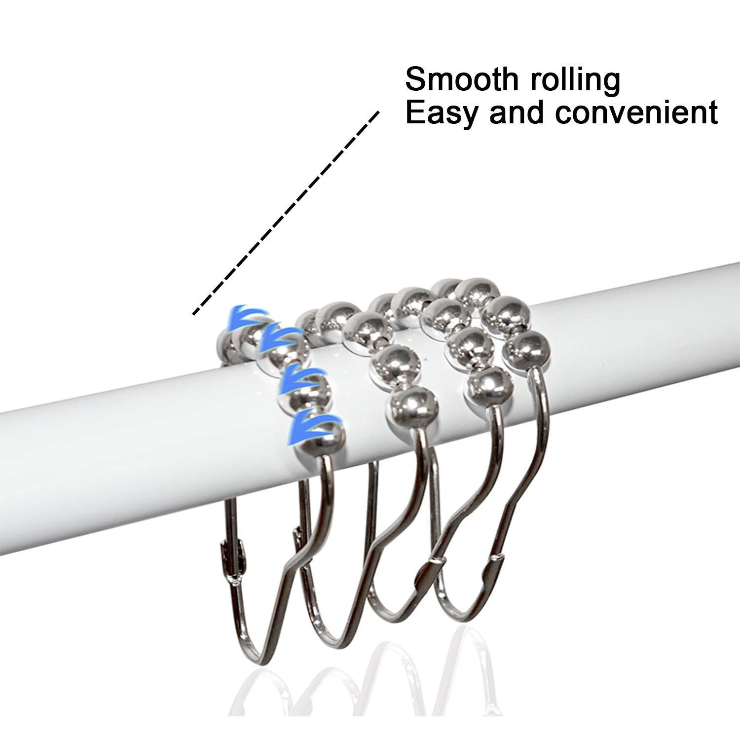 Rustproof Metal Shower Curtain Hooks Rings - 12 Pack Nickel Finish for Bathroom Shower Rods & Curtains | Durable & Stylish Bathroom Accessories for Home & Hotel Use