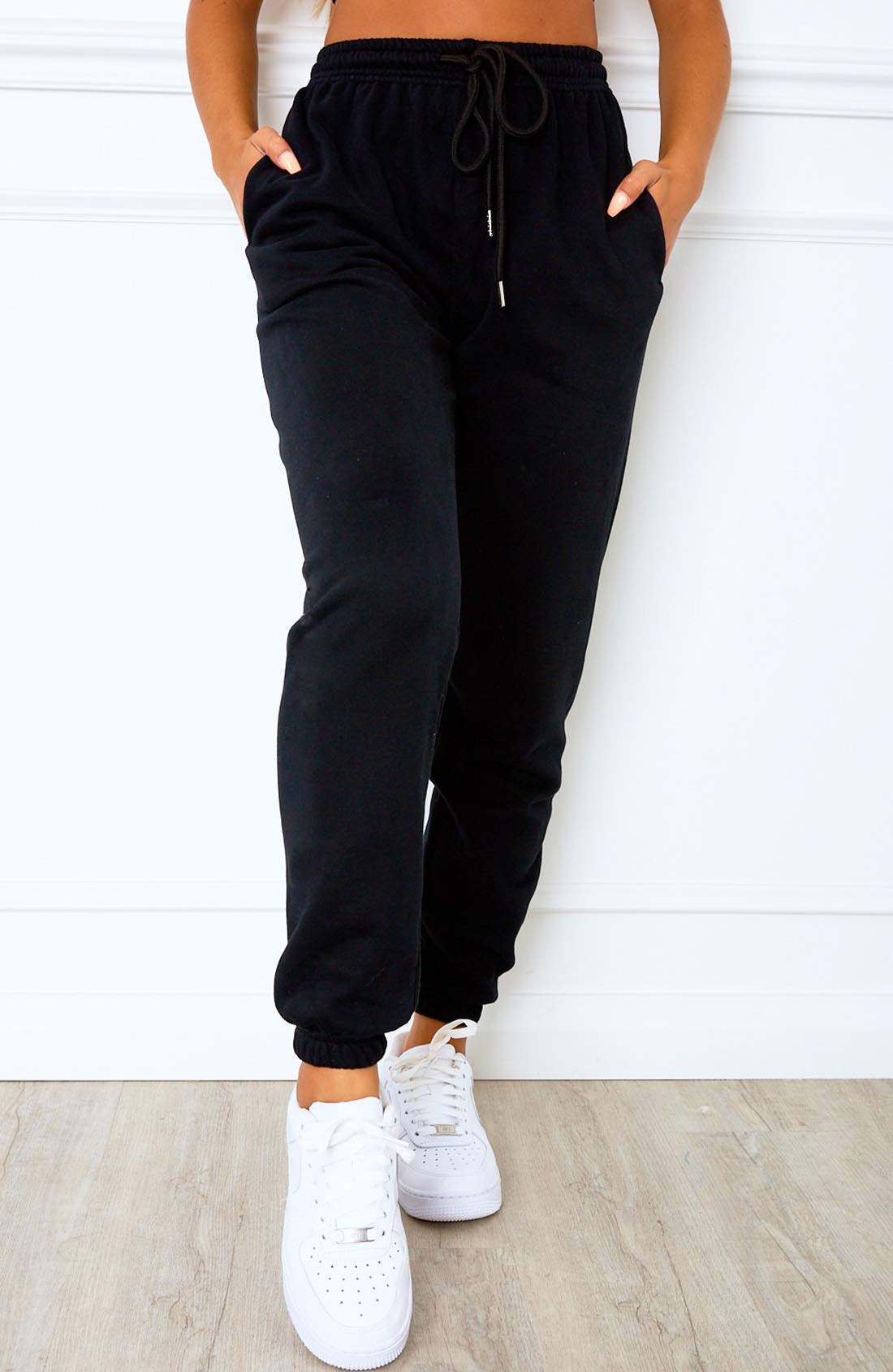 Waitfairy Women's High Waist Baggy Sweatpants with Pockets - Soft Jogger Pants for Lounge, Yoga & Running - Comfortable Casual Workout Pants