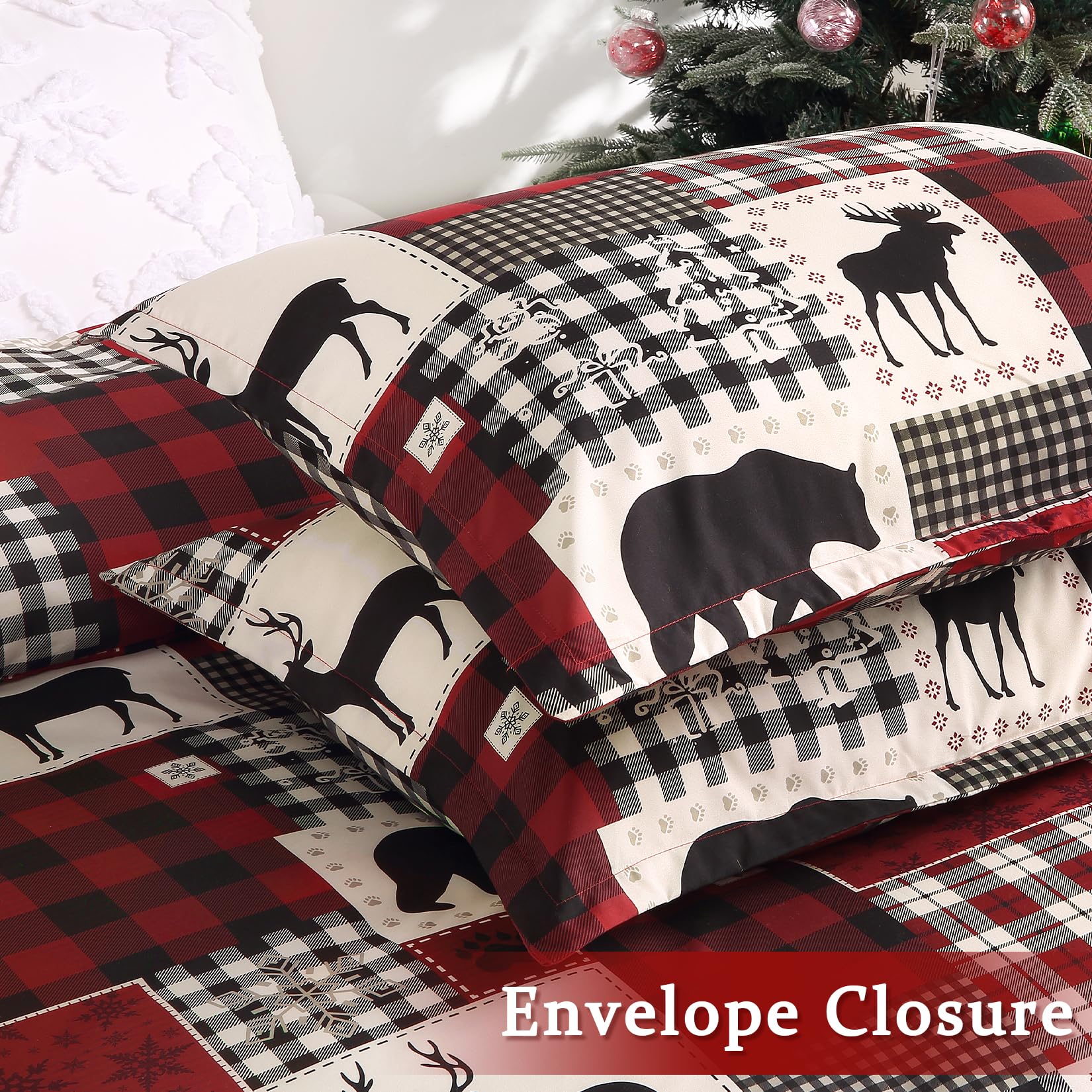 Christmas Duvet Cover King Size - Soft Brushed Microfiber Comforter Set with Reindeer Print, Holiday Themed Bedding for Festive Bedroom Decor - Perfect for Christmas, Winter Holidays & Cozy Seasonal Home Styling
