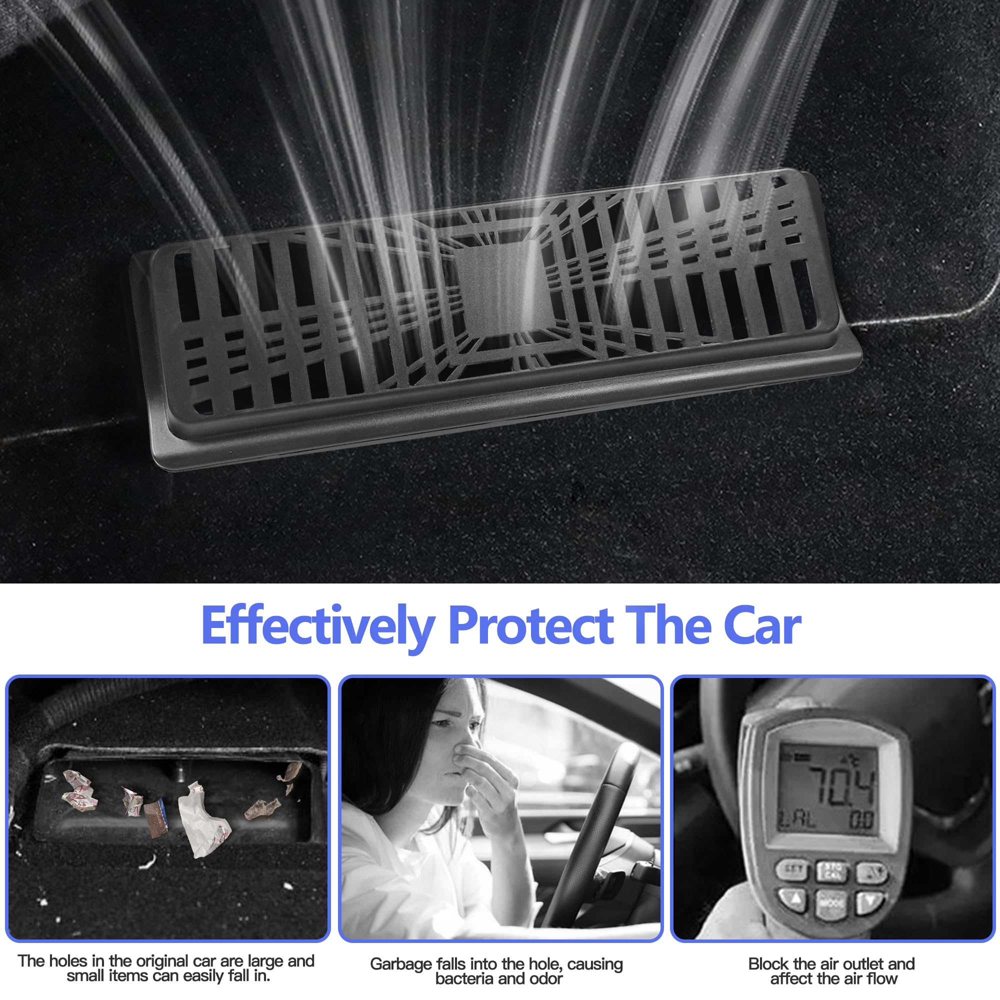 Tesla Model Y Backseat Air Vent Cover (2020-2024) - HSB Compatible Air Flow Vent Grille Protector Set of 2 | Interior Accessories for Car Comfort & Dust Protection