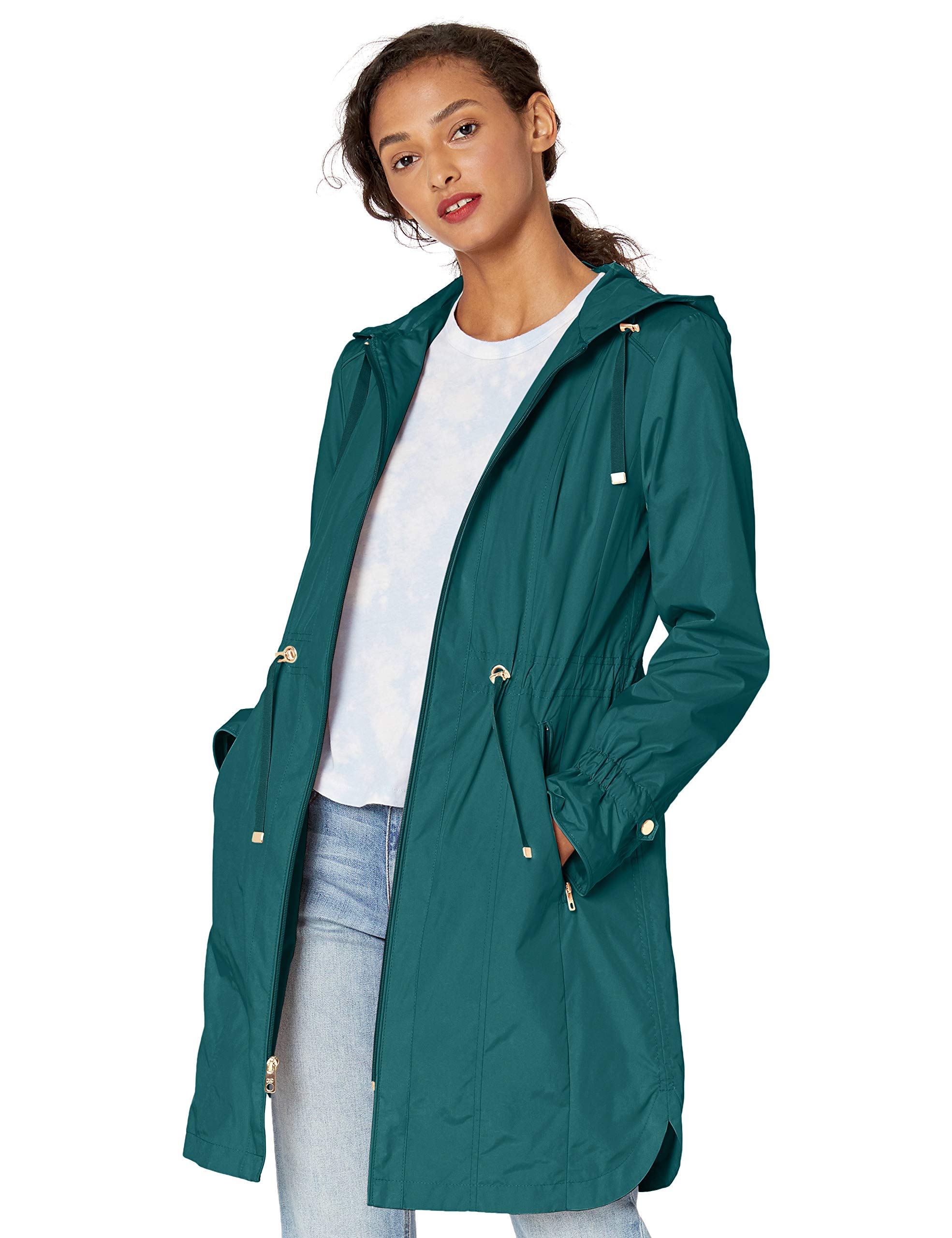 Cole Haan Women's Waterproof Hooded Anorak Raincoat - Lightweight Windbreaker Jacket for Outdoor Activities, Commuting & Travel