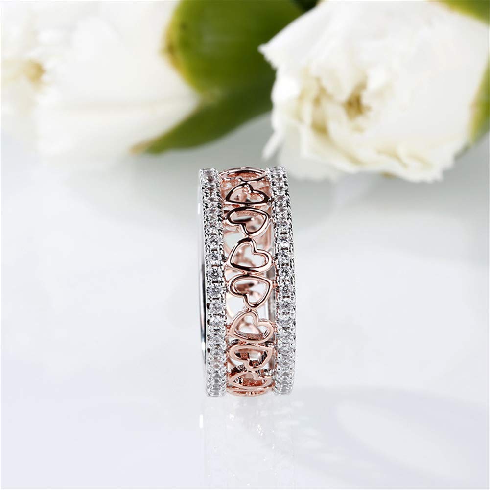 Jeulia Rose Gold & White Gold Two Tone Engagement Ring Set for Women - Round Cut Diamond Bridal Wedding Band Stackable Rings - Anniversary Promise Rings with Jewelry Gift Box - Perfect for Proposals, Weddings & Romantic Gifts