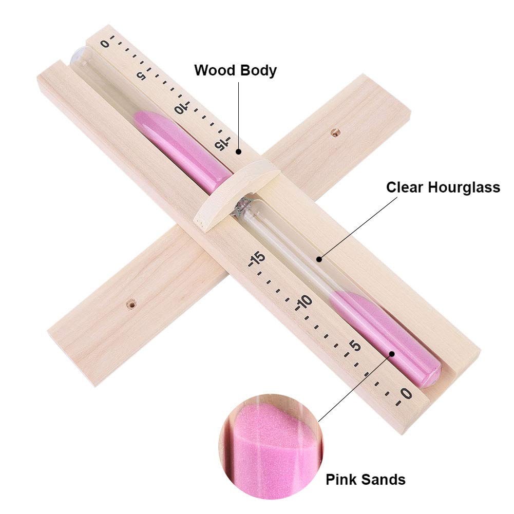 15-Minute Sauna Sand Timer Hourglass - Wooden Wall-Mounted Sauna Clock with Pink Sands for Home Spa, Steam Room & Relaxation Therapy