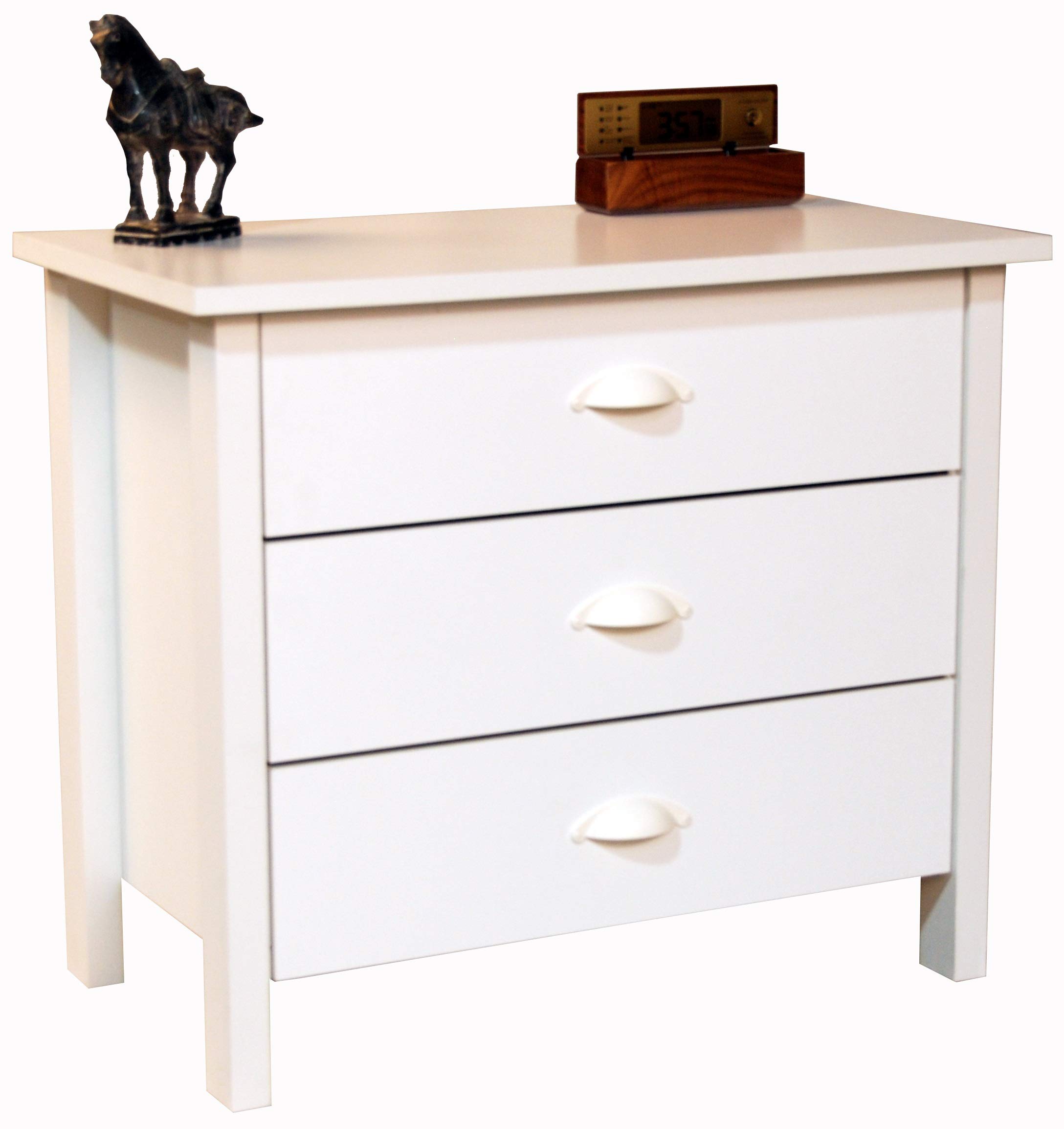 Venture Horizon 3-Drawer Nouvelle Chest in White - Perfect for Bedroom, Living Room, or Office Storage Organization