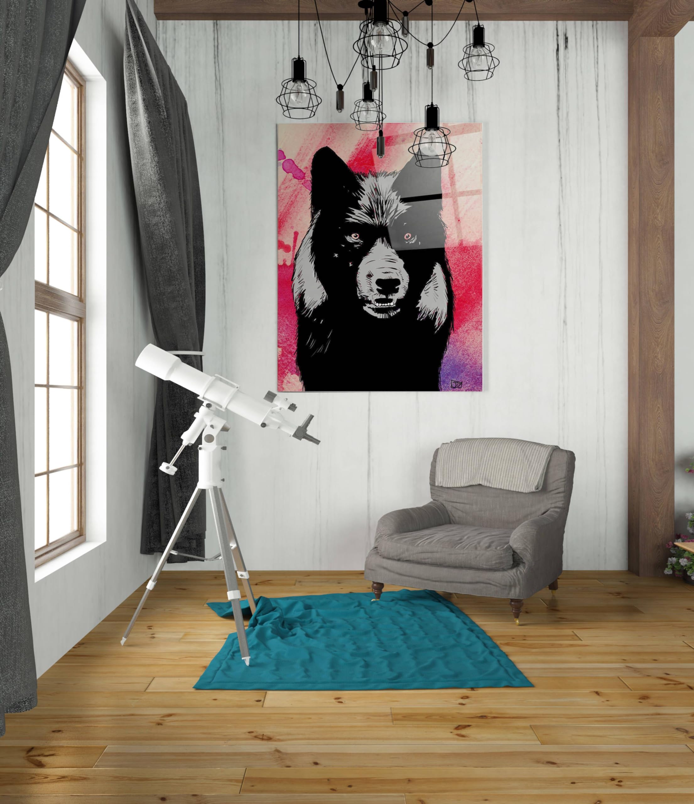 Wolf by Giuseppe Cristiano - Premium Acrylic Glass Wall Art Painting - 24x36 Inches - Modern Home & Office Decor - Perfect for Living Room, Bedroom, or Office Wall Display