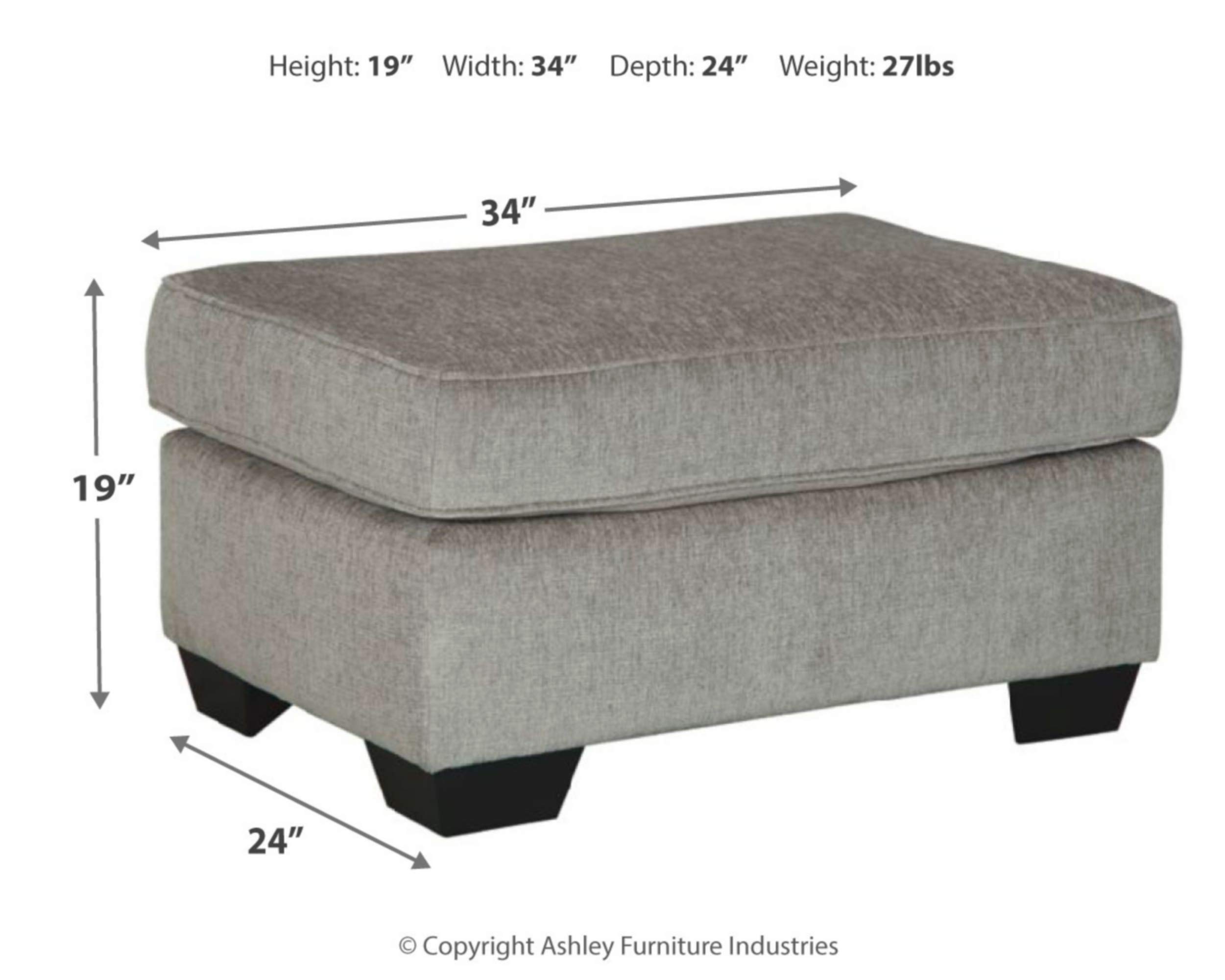 Signature Design by Ashley Altari Modern Rectangular Accent Ottoman in Light Gray - Stylish Footrest & Extra Seating for Living Room, Bedroom or Office