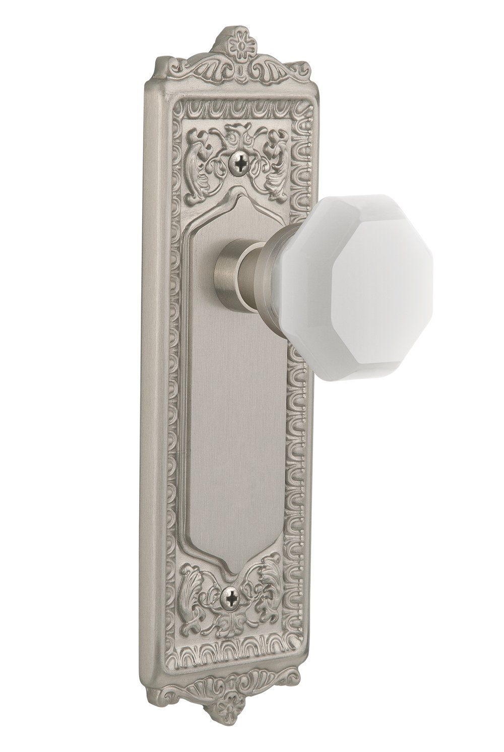 Vintage Waldorf White Milk Glass Knob - Egg & Dart Design, 2.75