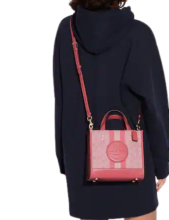 Coach Dempsey Tote 22 - Signature Jacquard Crossbody Bag with Stripe Design & Embroidered Coach Patch | Perfect for Work, Travel & Everyday Use