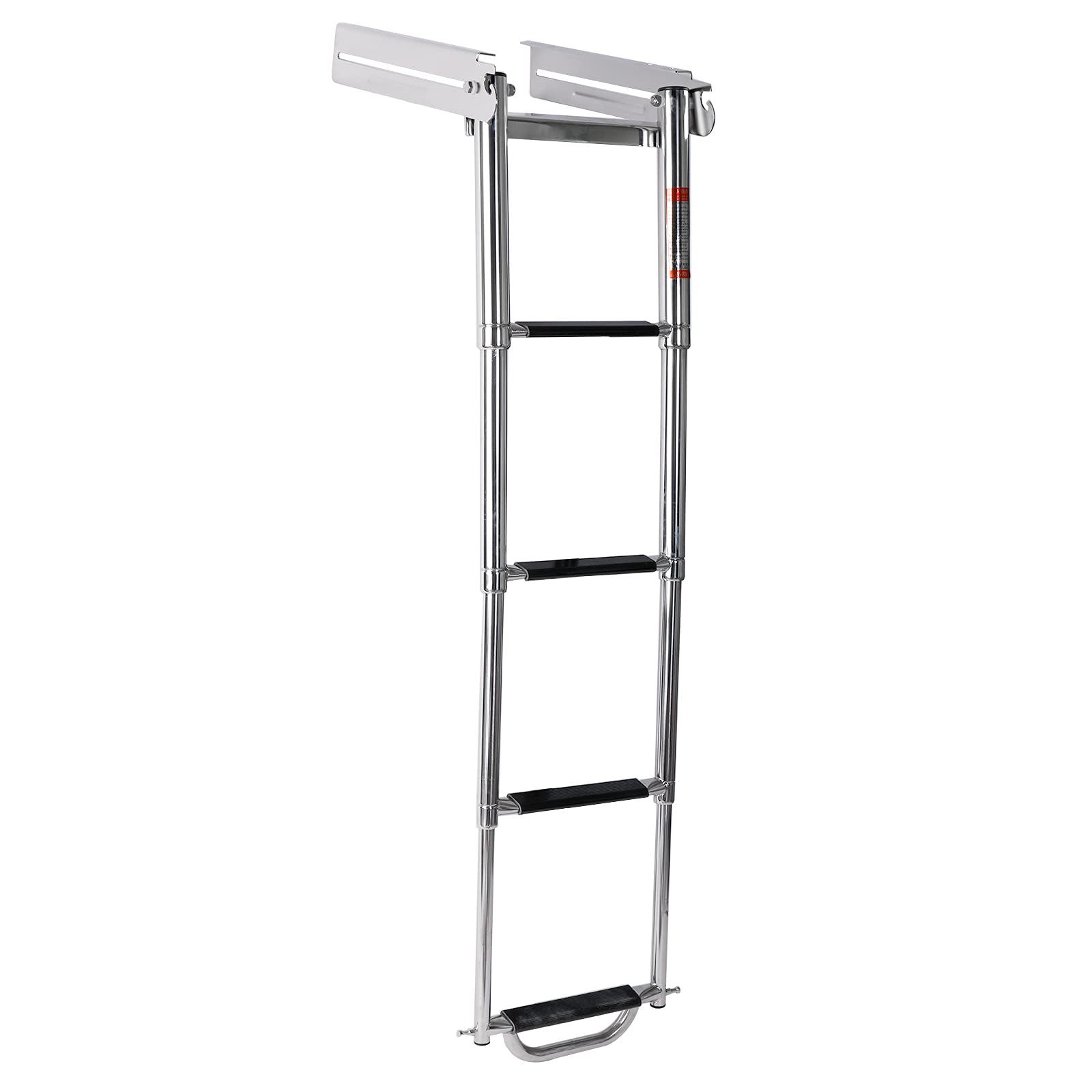**Amarine Made 4-Step Stainless Steel 316 Boat Ladder – Spring Loaded Sliding Ladder with Carry Handle & Pop-N-Lock for Swim Platform – Perfect for Boating, Fishing & Water Sports**