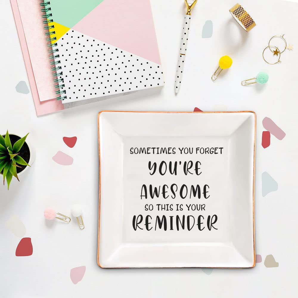 You Are Awesome Trinket Dish - Inspirational Birthday Gifts for Women, Thank You & Employee Appreciation Gifts - Perfect for Coworkers, Friends & Self-Care Moments | Great for Office Desk, Home Decor & Thoughtful Surprises