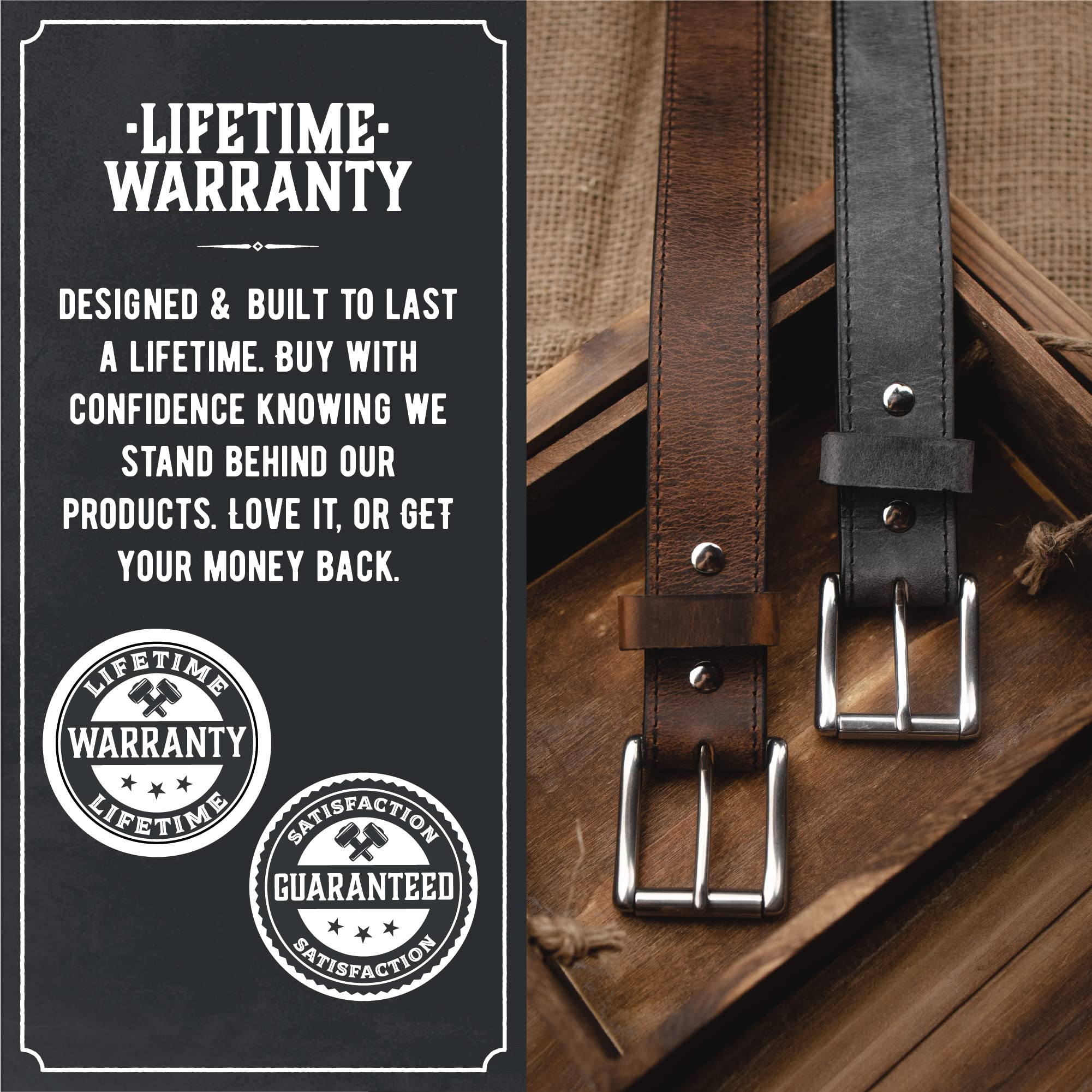 Premium Full Grain Leather Belt for Men | Handcrafted in USA | Durable & Stylish | Perfect for Casual, Business & Formal Wear