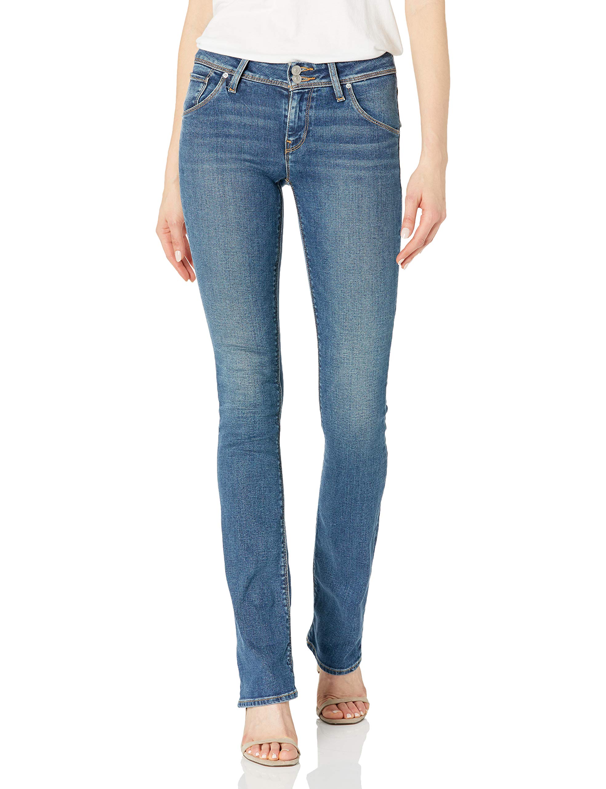 HUDSON Women's Beth Mid Rise Baby Bootcut Jeans with Back Flap Pockets - Comfortable Stretch Denim for Casual Wear & Everyday Style